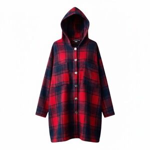 HERS & MINE Red/Blue Plaid Relaxed Fit Jacket Size Small/Medium